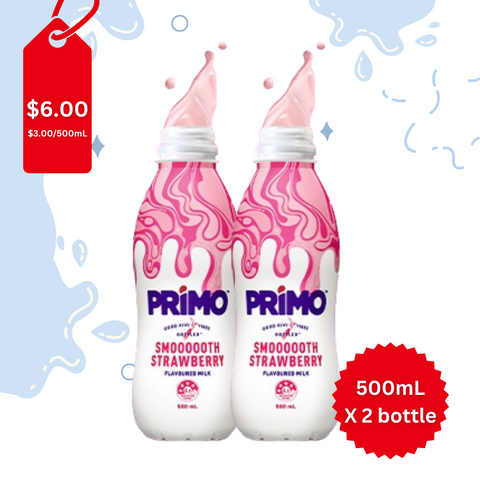 Primo Flavoured Milk Smoooooth Strawberry 500mL X 2 bottle