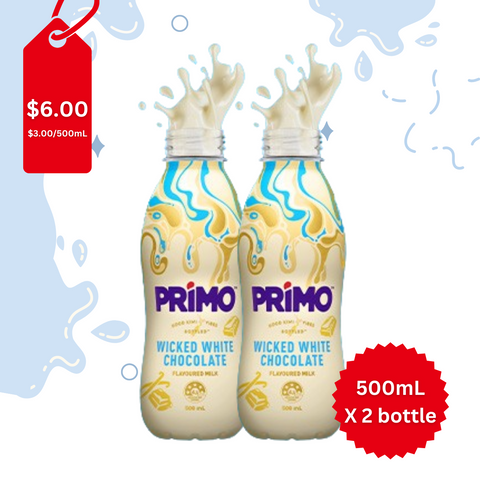 Primo Flavoured Milk Wicked White Chocolate 500mL X 2 bottle