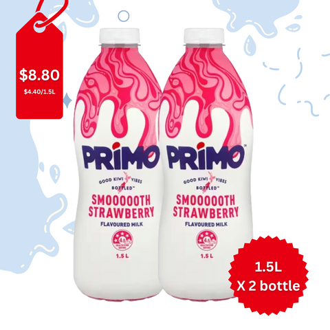 Primo Flavoured Milk Smoooooth Strawberry 1.5L X 2 bottle