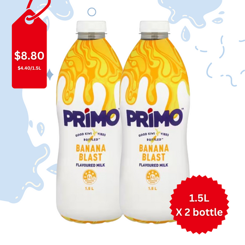 Primo Flavoured Milk Banana Blast 1.5L X 2 bottle