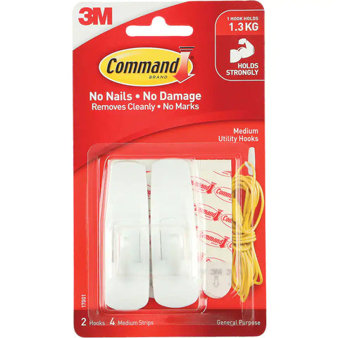 3m Command Hooks & Hangers Medium Adhesive Hooks 2pack