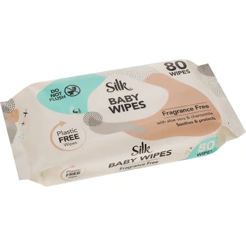 Silk Baby Wipes Plastic Free & Fragrance Free 80pack