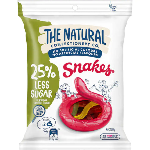 The Natural Confectionery Co Jelly Sweets Snakes Reduced Sugar 230g