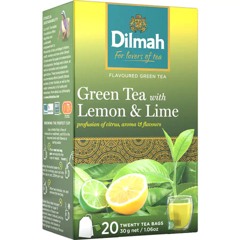 Dilmah Green Tea Tea Bags With Lemon & Lime Bags 20pack