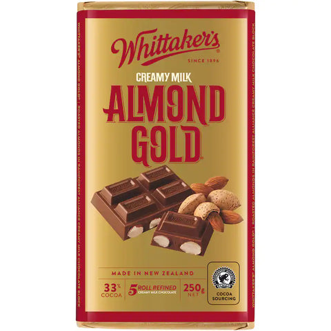 Whittakers Chocolate Block Almond Gold 250g