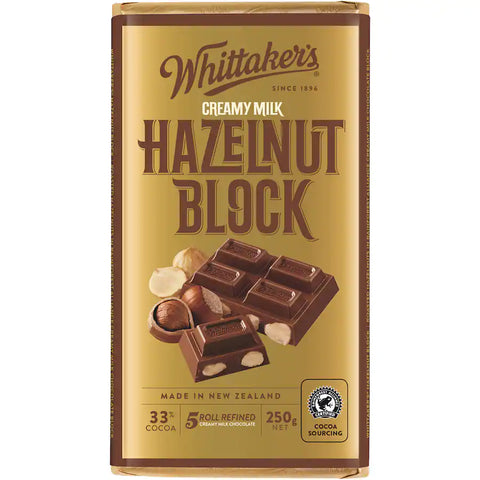 Whittakers Chocolate Block 33% Cocoa Hazelnut