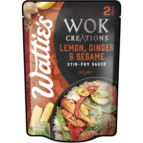 Watties Wok Creations Stir-fry Sauce Lemon, Ginger & Sesame 125g