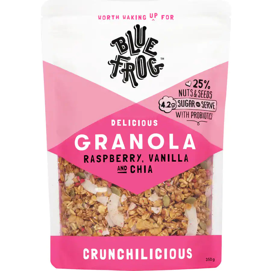Blue Frog Delicious Granola Raspberry & Vanilla 350g – buynow.co.nz