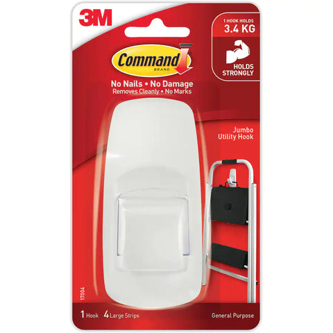 3m Command Hooks & Hangers Jumbo White Adhesive Hooks 1pack