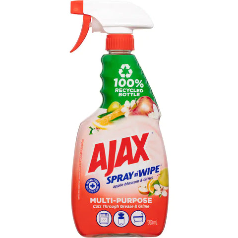 Ajax Spray N Wipe Multipurpose Spray Cleaner Antibacterial Apple Trigger 500mL