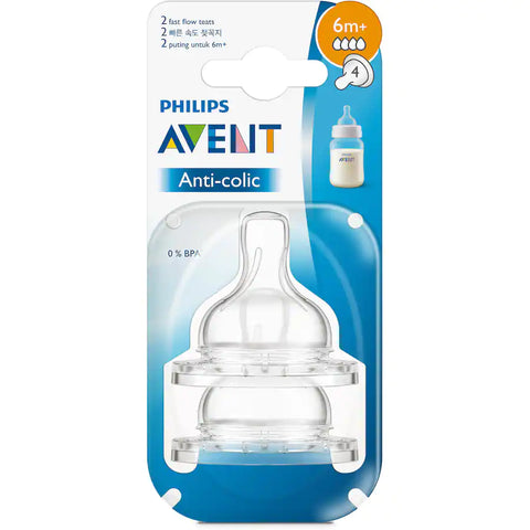 Avent Silicone Teats Anti-colic Fast Flow 6m+