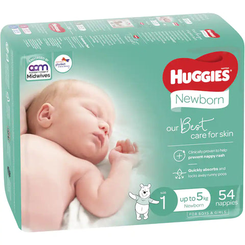 Huggies Newborn Nappies Boys & Girls Size 1 Up To 5kg