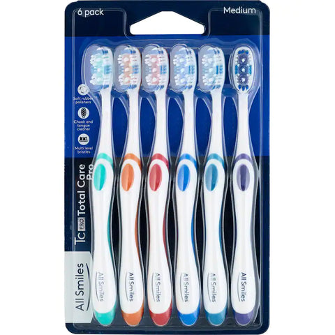 All Smiles Total Care Pro Toothbrush Medium 6pack