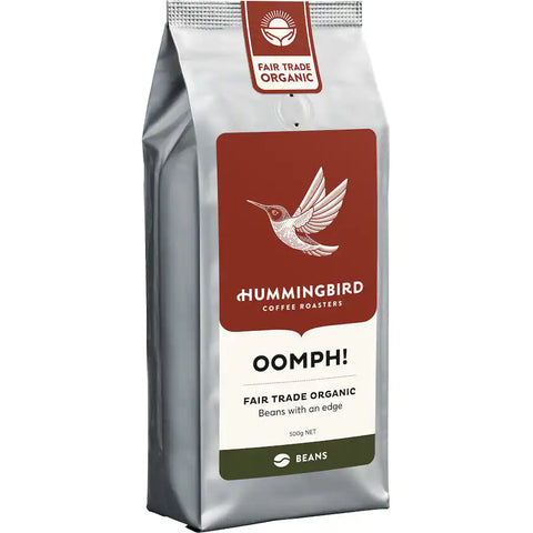 Hummingbird Fair Trade Organic Fresh Whole Beans Coffee Oomph! 500g