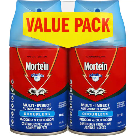 Mortein Value Pack Automatic Spray System Refill Odourless Indoor 308g Cans 2pack