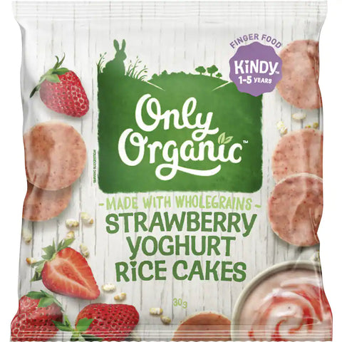 Only Organic Kindy Baby Snacks Strawberry Yoghurt Rice Cakes