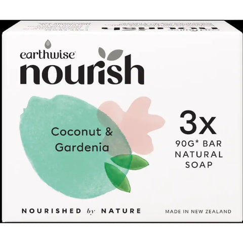 Earthwise Nourish Soap Coconut & Gardenia 90g bars 3pack