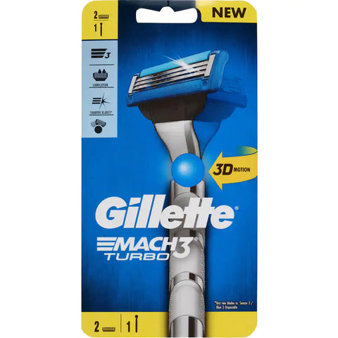 Gillette Mach 3 Turbo 3d Shavers & 2 Refills 1pack