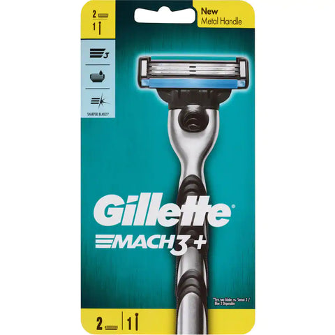 Gillette Mach3+ Shaver & 2 Refills 1pack